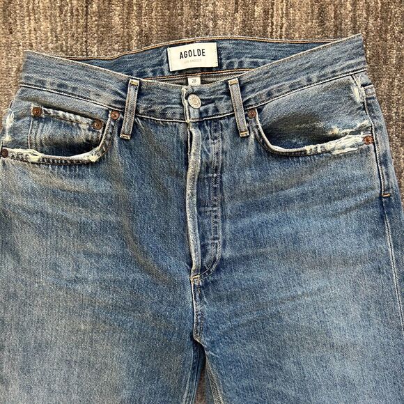 Agolde Distressed Riley Jeans, High Rise, Button Fly, Size 28 (6) - Picture 10 of 10